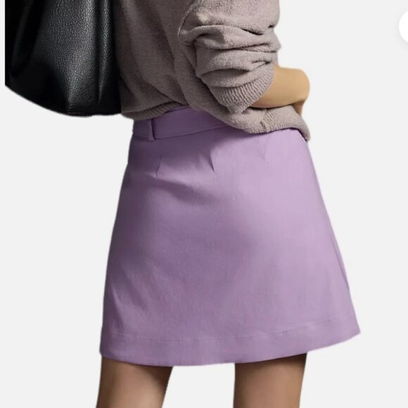 Anthropologie Maeve Belted Faux Wrap Mini Skirt - Lavender - US10, US12 - NWT - Picture 3 of 8